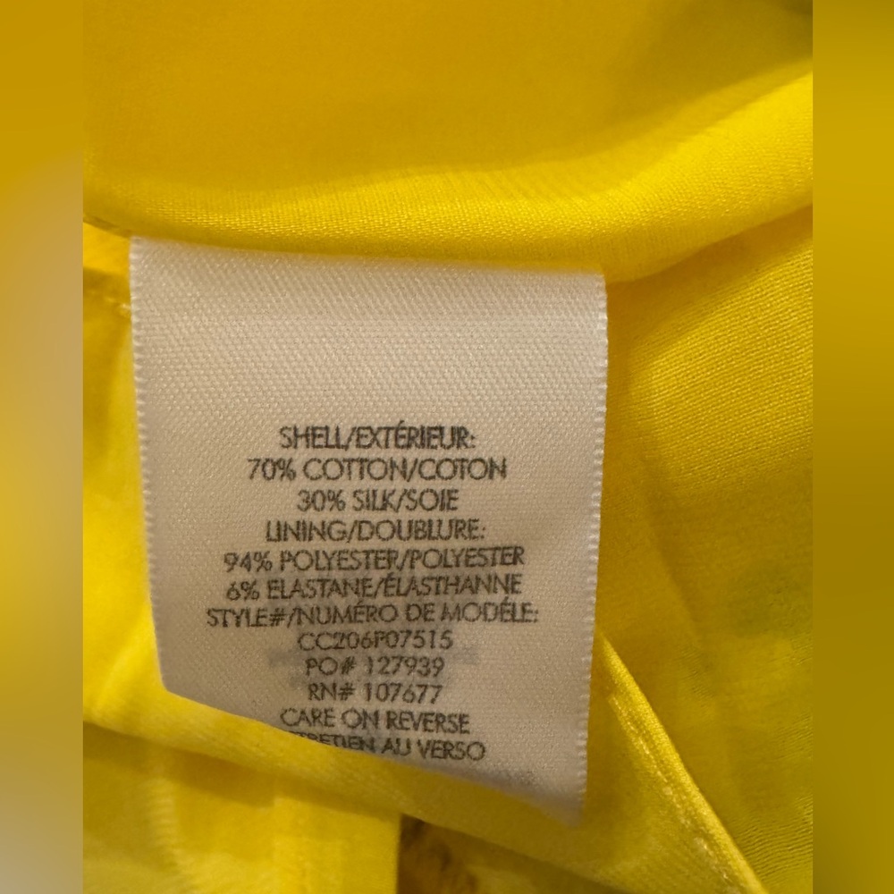 $395 Alice + Olivia Womens Yellow Smocked Waist Floral Cotton & Silk Dress Sz 10 - Picture 7 of 8